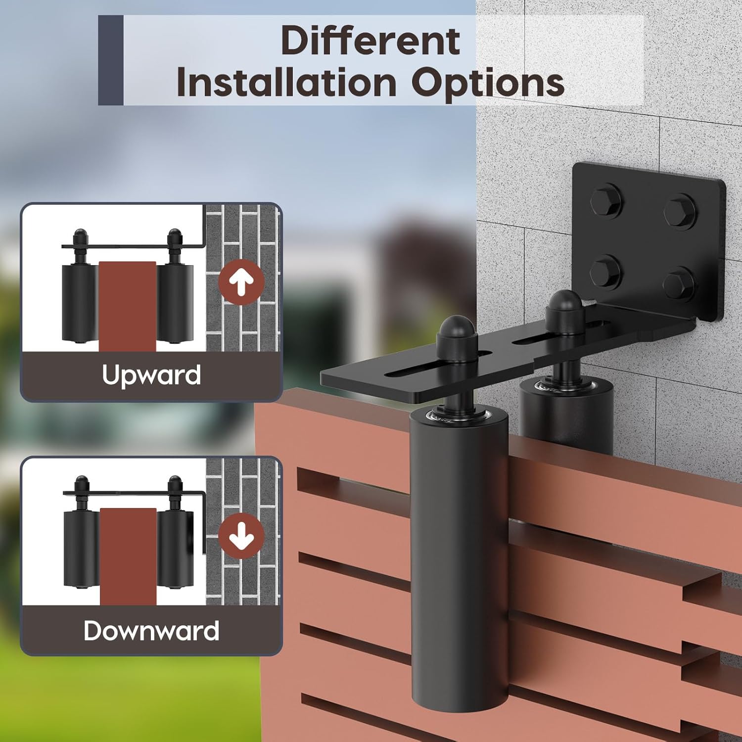 Heavy Duty Slide Gate Roller Guide with L Rear Post Steel Bracket, Sliding Rolling Gate Hardware Kit Support Assembly for Sliding/Rolling/Garage/Wood/Fence Door (Black-2pcs, 6in)