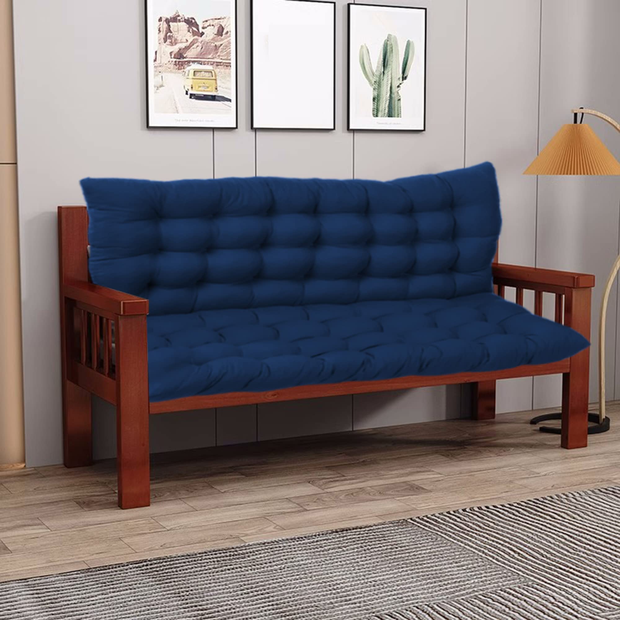 Cuscino per seduta per mobili da interni, per sedia a 2 o 3 posti, cuscino spesso per panca con schienale, cuscini di ricambio per divano e divanetto, 100 x 100 x 8 cm, blu