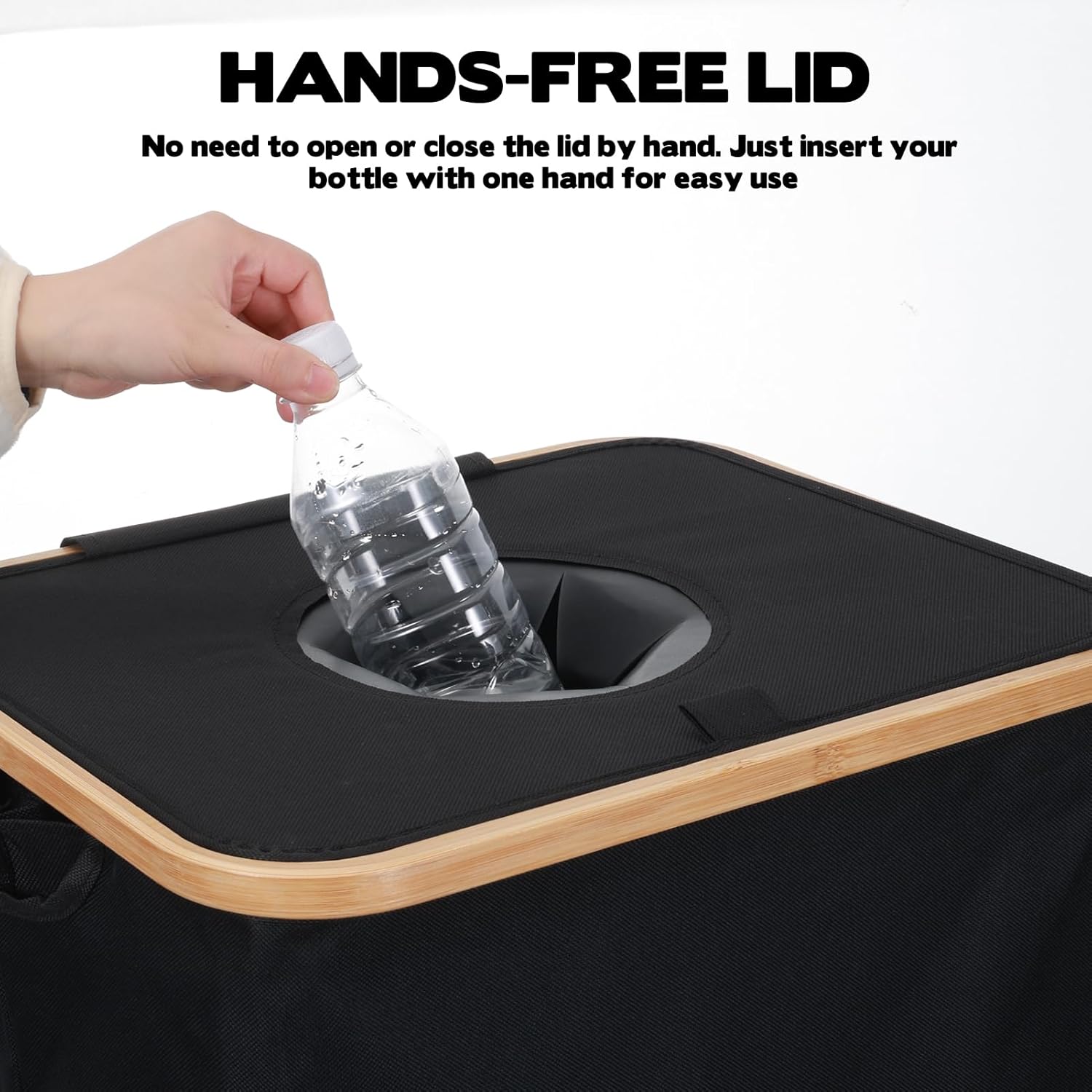 2 Pack 26 Gallon Recycling Bin with Lid, 100L Foldable Indoor Kitchen Recycle Bin with 4 Removable Reusable Inner Bags, Tall Bottle Can Recycling Container for Home, Dorm, Office