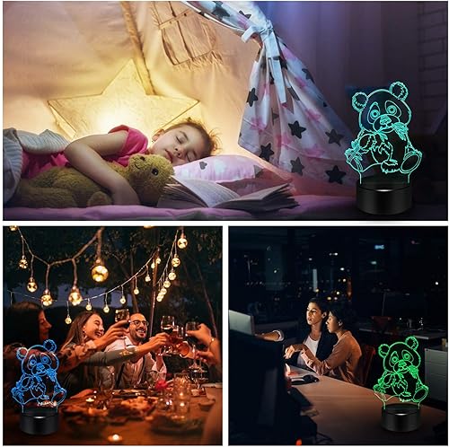 Miniatura 4 de BASSI Lámpara de regalo de panda, luz nocturna que cambia de 16 colores, juguete de panda a control remoto para niños, regalos de cumpleaños y
