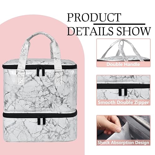 Miniatura 4 de Estuche organizador de esmalte de uñas - Capacidad para más de 42 botellas (15ml/0.5 fl oz) y 1 lámpara de uñas, estuche de transporte de esmalte