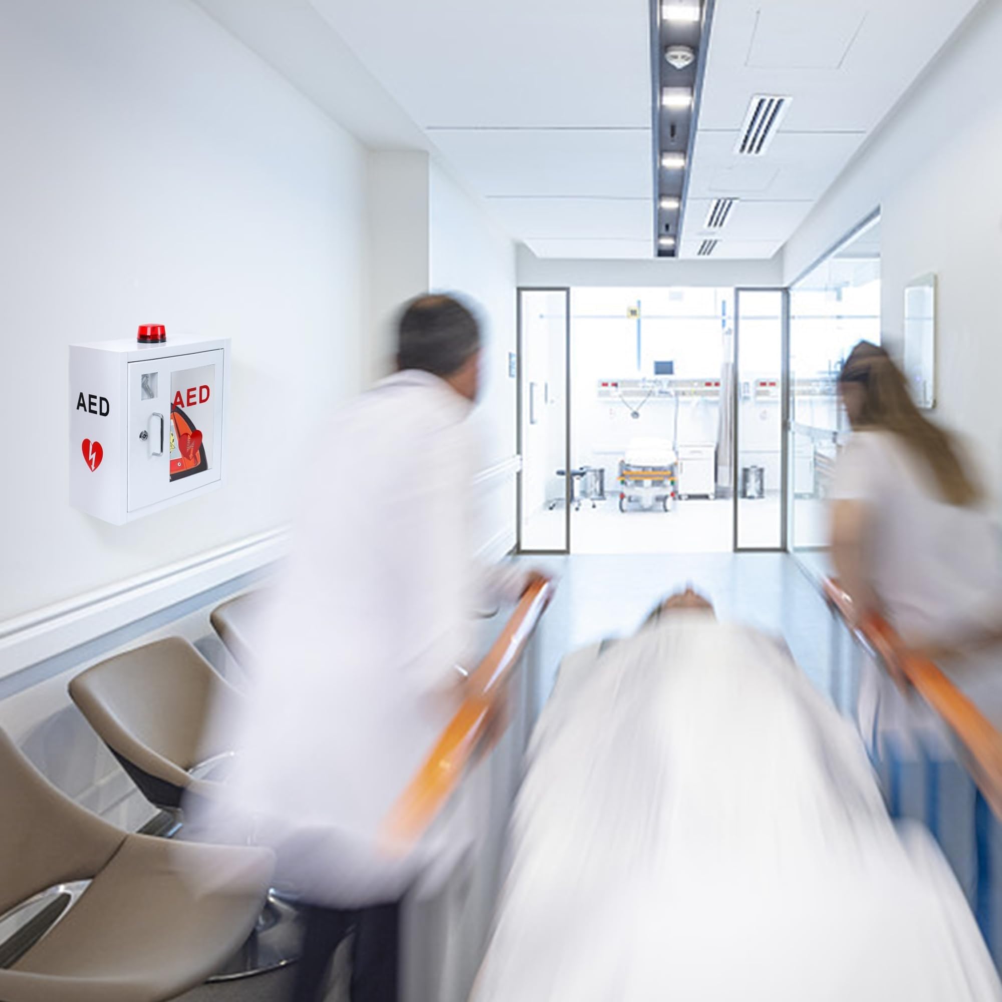 Wandmontierter AED Aufbewahrungsschrank mit Alarm und Schloss für Zuhause und Büro Defibrillator Sicherheit