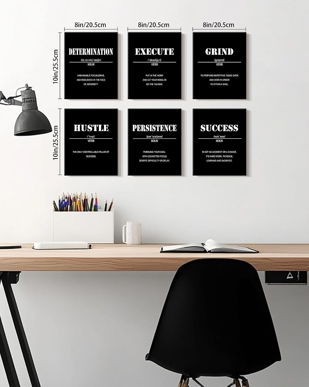 KUVIOKE Motivational Wall Art Inspirational Quotes Framed Wall Decor Encouraging Office Prints Positive Affirmations Sayings for Classroom Bedroom Living Room Ready to Hang Set of 6, 8x10in (Framed) image 2