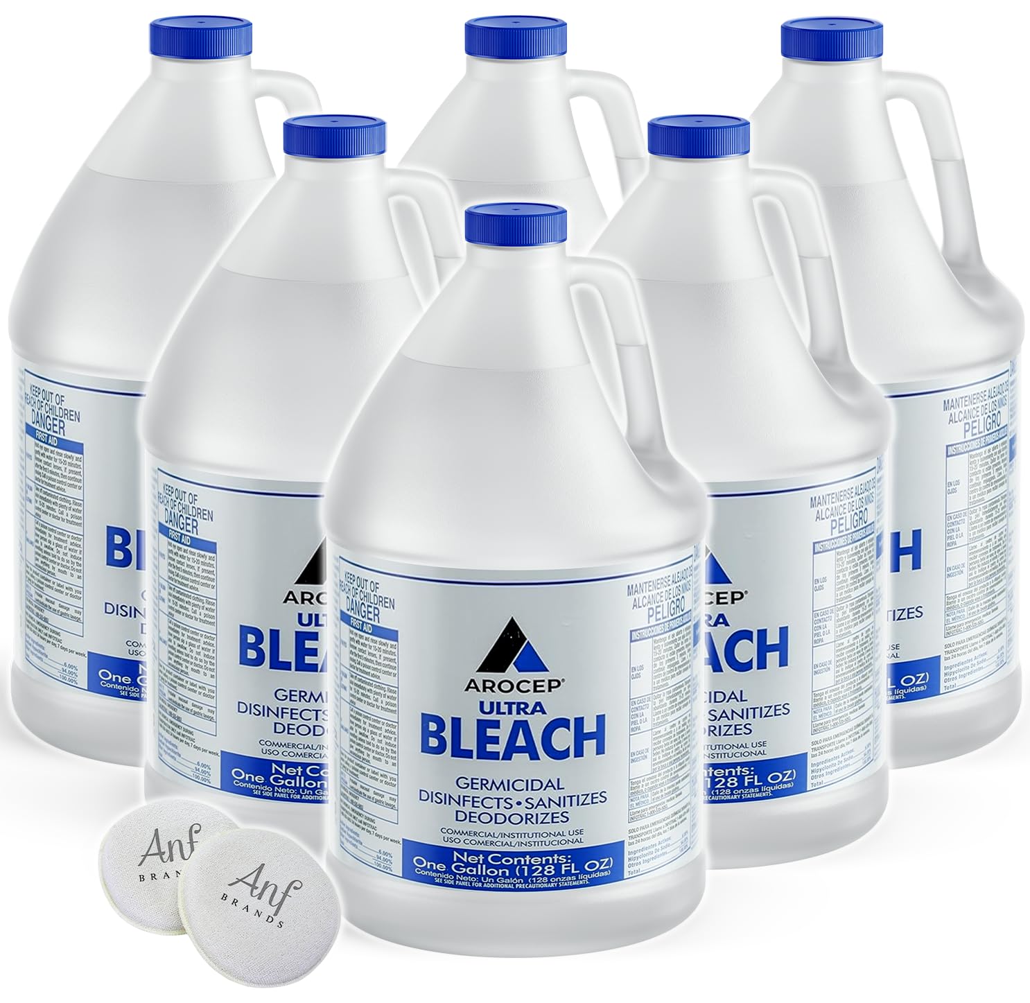 (6 Gallons) Ultra Germicidal Liquid Bleach - For Laundry, Disinfecting, Sanitizing, Deodorizing, Mold & Mildew Stain Remover - 1 Gallon Jugs