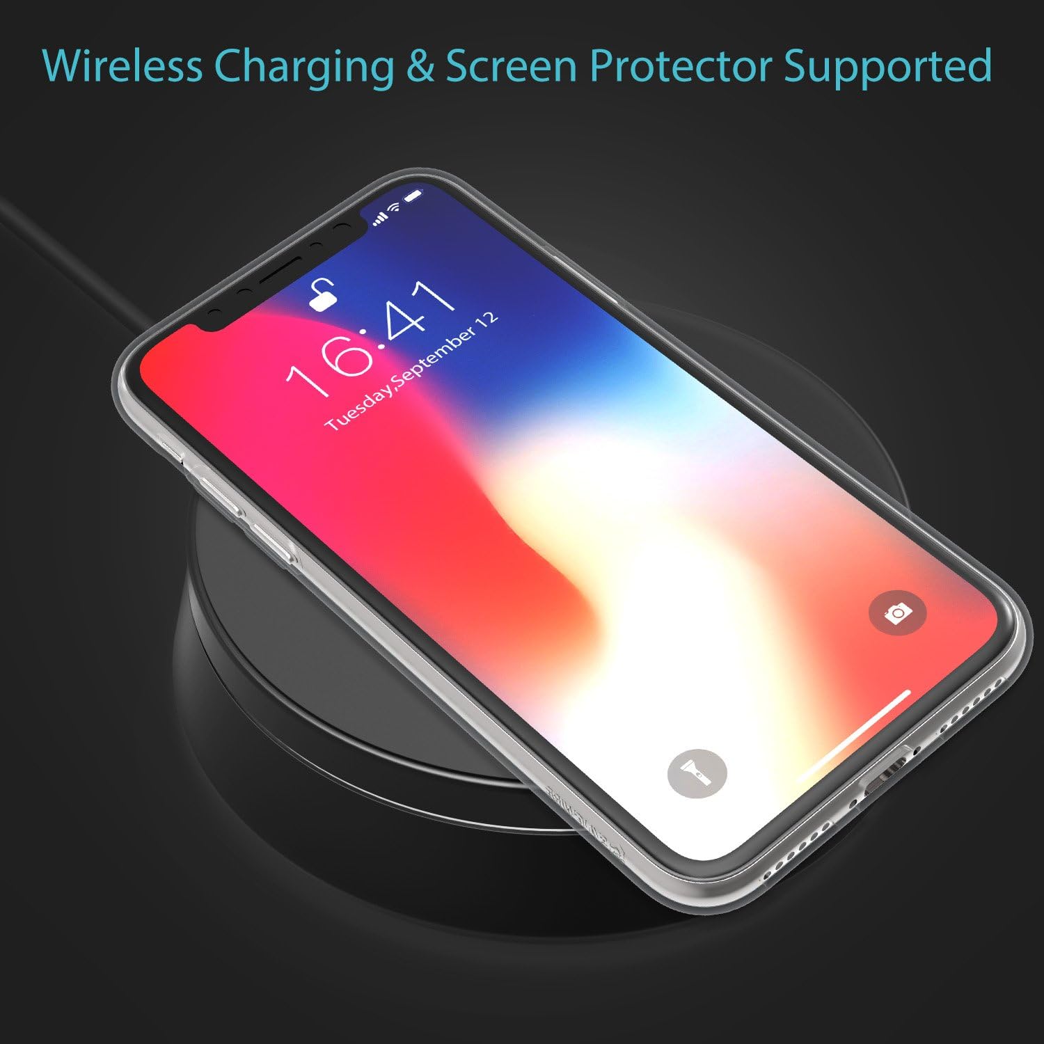Syncwire iPhone X Case UltraFlex Series Soft Mobile Phone Case [Supports Wireless Charging] with Flexible Protection and Premium Crystal TPU for 5.8" Apple iPhone X/iPhone 10 (2017) - Crystal Clear