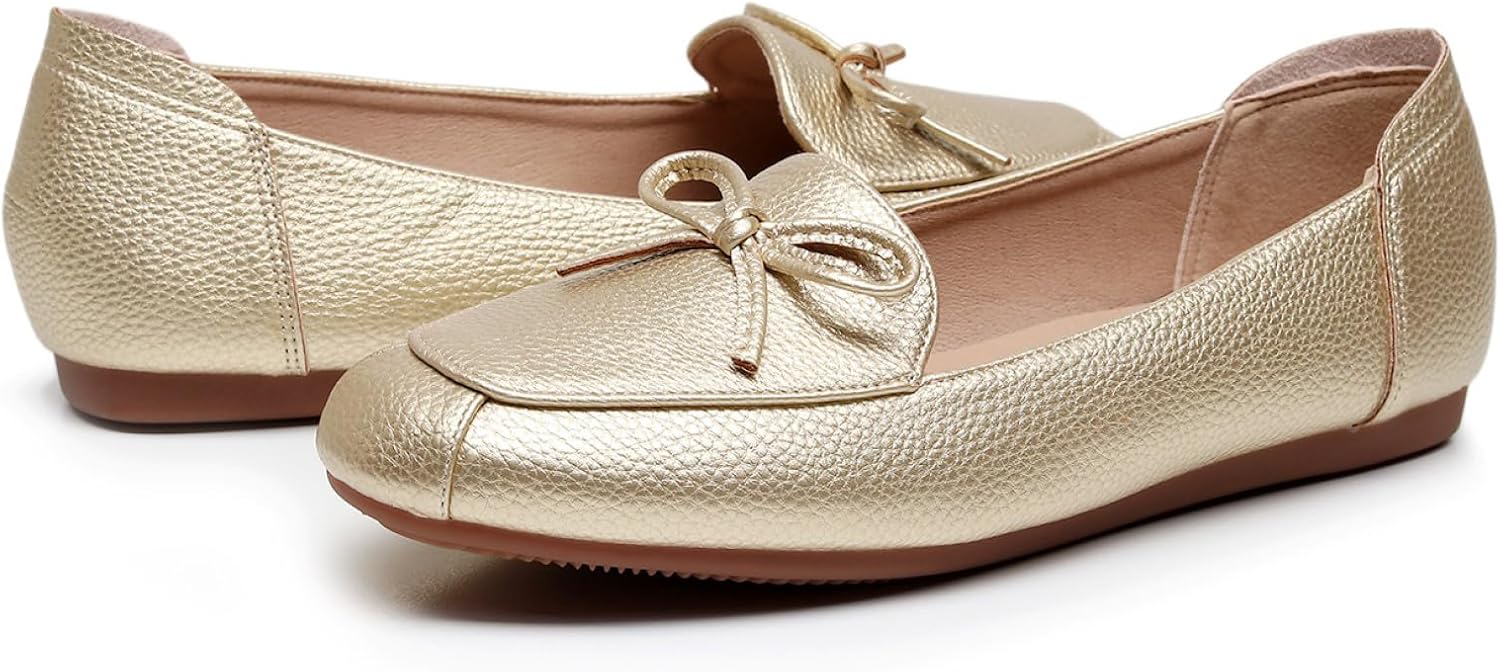 VenusCelia Women's Bowknot Wide Flat Shoe