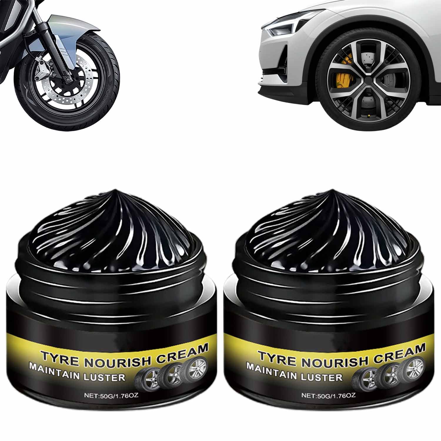 Tyre Nourish Cream, Tire Wax – Restores Black Gloss, Powerful Wheel Cleaning Refurbish Wax, High Gloss Wheel Guard and Rim Wax, for Cars Trucks Motorcycles (3Pcs) — view 9
