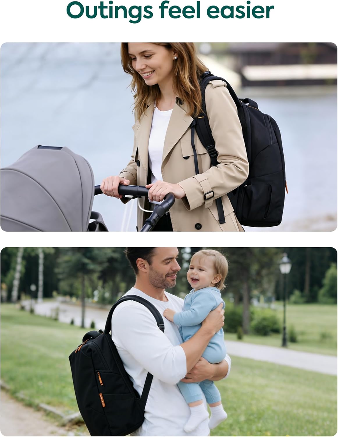 Babelio Grid Wizard Diaper Bag Backpack - Multi Function Waterproof Diaper Bag, Travel Essentials Baby Bag with Insulated Bottle Holders, Baby Shower Gifts, Black