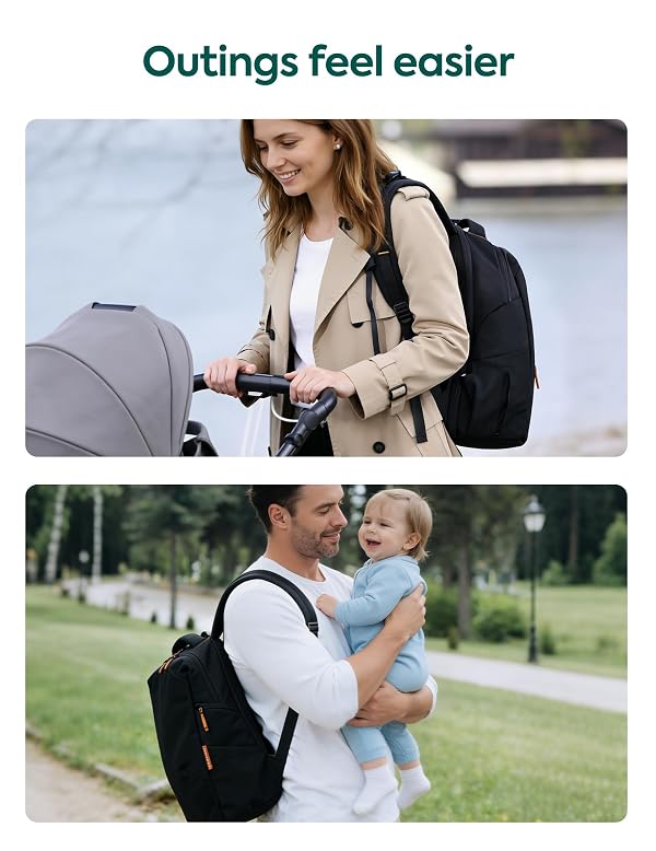 Babelio Grid Wizard Diaper Bag Backpack - Multi Function Waterproof Diaper Bag, Travel Essentials Baby Bag with Insulated Bottle Holders, Baby Shower Gifts, Black by Babelio - Image 7