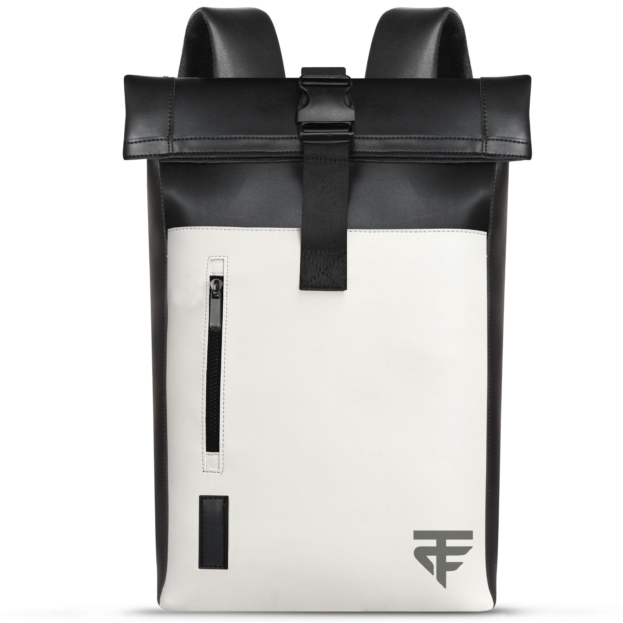 TRUFLO Mens Womens Executive Business & Casual PU Leather 18 Litre Capacity Laptop Backpack Office Bag for Laptops upto 15.6 inches - Black & White Color-image-40