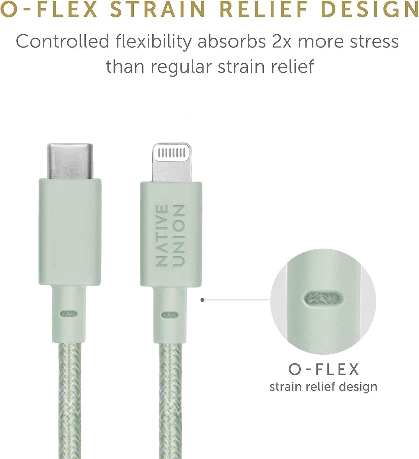 Native Union Belt Cable USB-C to Lightning - 10ft Ultra-Strong Reinforced Cable [MFi Certified] for iPhone 14, Phone 14 Plus, iPhone 14 Pro, iPhone 14 Pro Max, iPhone 13 and Earlier (Sage)