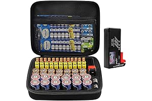 Hard Shell Battery Organizer with Battery Tester - Storage Box for 80...