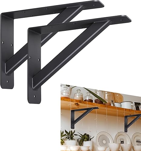 Miniatura 8 de Soporte de estante resistente, soportes de soporte de encimera, soportes de estante de 10 pulgadas, soportes de acero para repisas, soportes de