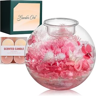 Aoshin Preserved Flowers Rose in Glass Dome with Aromatherapy Candle, Eternal Flowers Gift Set for Women Wife Girlfriend Mom Grandma - Mother Day Christmas Anniversary Birthday Gift (Pink-Carnation)