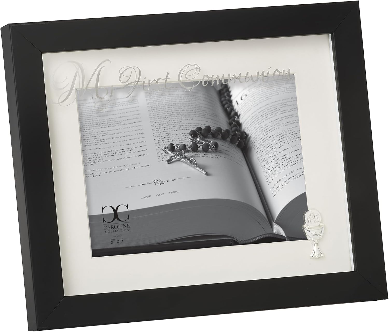 Roman, 5" x 7" My First Communion Black Picture Frame, Religious Gift,