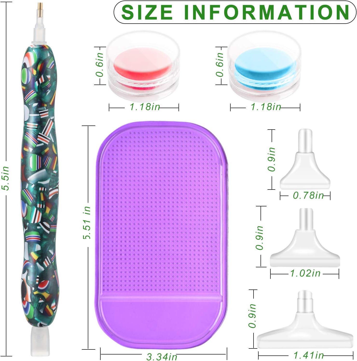 BEIFUMEI Diamond Painting Pen, Diamond Art Pen Adult Handmade Resin Diamond Pen Non-Slip Mat Clay Box Set Suitable for 5D DIY Diamond Embroidery Stylus Pen Nail Tools