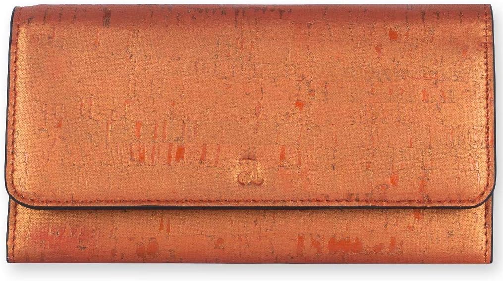 Arture Orange Cork Leather Ela Trifold Convertible Women's Wallet Cum Wristlet