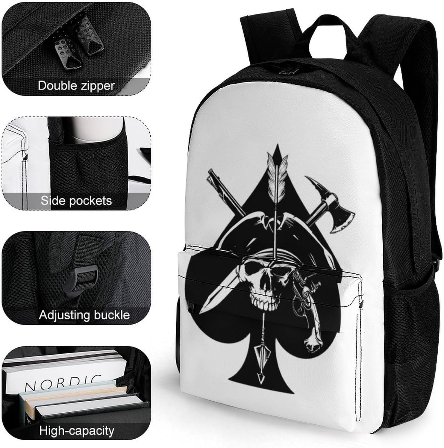 Pirate Skull Weapon Spade Backpack Lightweight Backpacks Work Bag