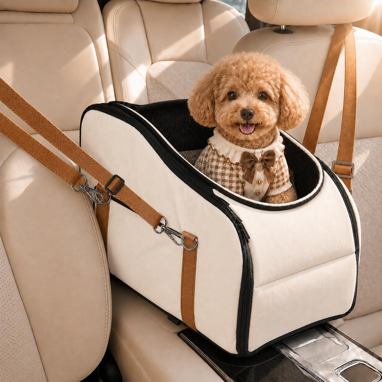 Center Console Dog Car Seat for Small Dogs and Cats, Armrest Booster
