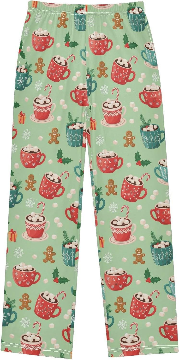 Cozy Lounge Pajama Bottoms for Comfort & Relaxation, Soft Holiday Sleepwear with Pockets Ages 6–14 Years