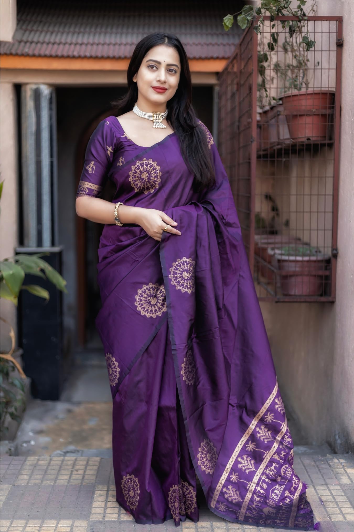 SGF11 Women's Kanjivaram Soft Silk Saree With Unstitched Blouse Piece