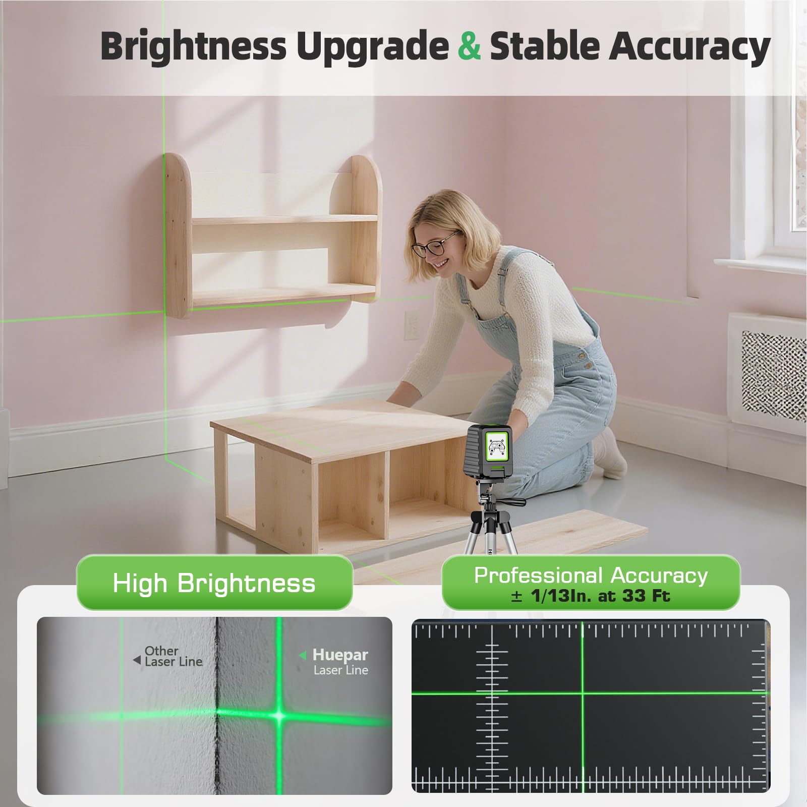 Huepar Laser Level & 40in Tripod - Level Projects Easily -4