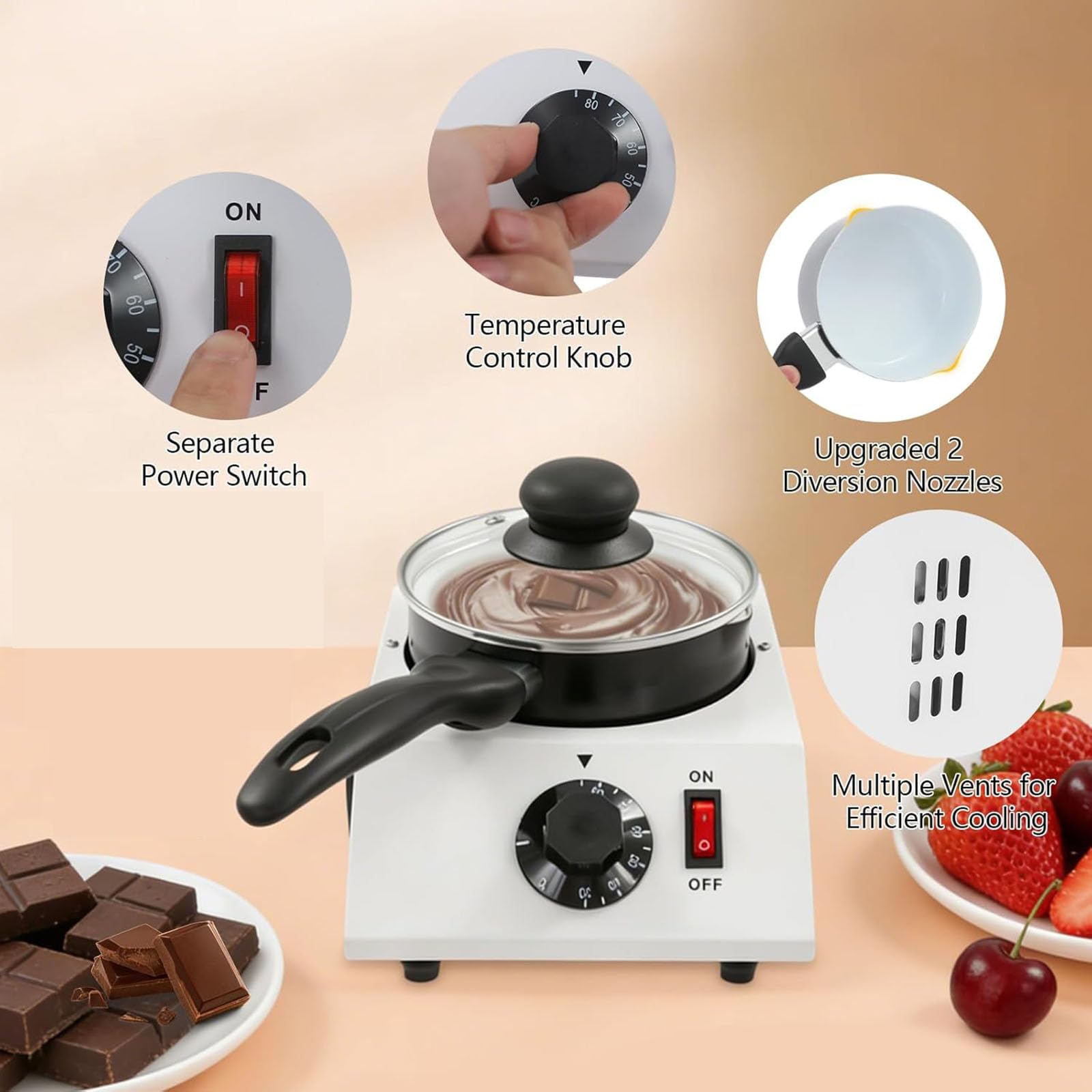 Fundidor eléctrico de Chocolate, Olla para fundir Chocolate de 40 W de Acero Inoxidable, para panaderías y pastelerías