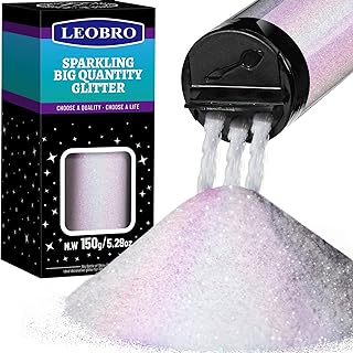 LEOBRO Fine Glitter 150G/5.29OZ Holographic Iridescent White Resin Craft...
