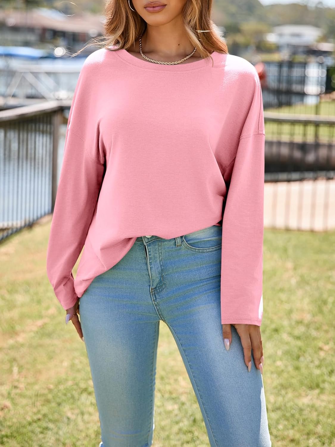 Cicy Bell Womens Oversized Long Sleeve T Shirts Casual Crewneck Trendy Tunic Tops 2025 Loose Fit Basic Tees - Image 3