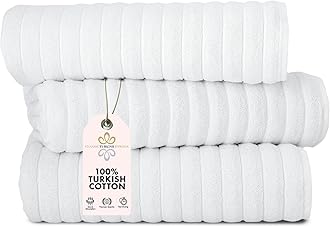 Classic Turkish Towels CTT - Luxury 3 Piece Jumbo Bath Sheets, 100% Turkish Cotton, Absorbent & Ultra Comfy Bath Towel Sheets for Hotels & Spa | 40"x65" (White)