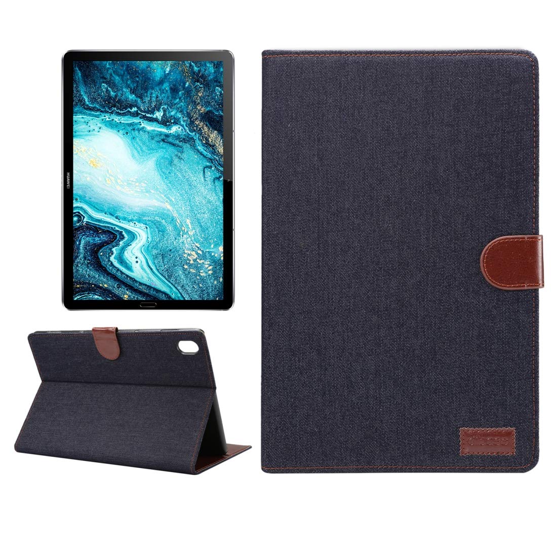 QIHANG SHIHUI Phone Cases Dibase Denim Texture Horizontal Flip PC + PU Leather Case with Holder & Card Slots & Sleep/Wake-up Function For Huawei MediaPad M6 10.8(Black)(Dark Blue)(Light Blue)