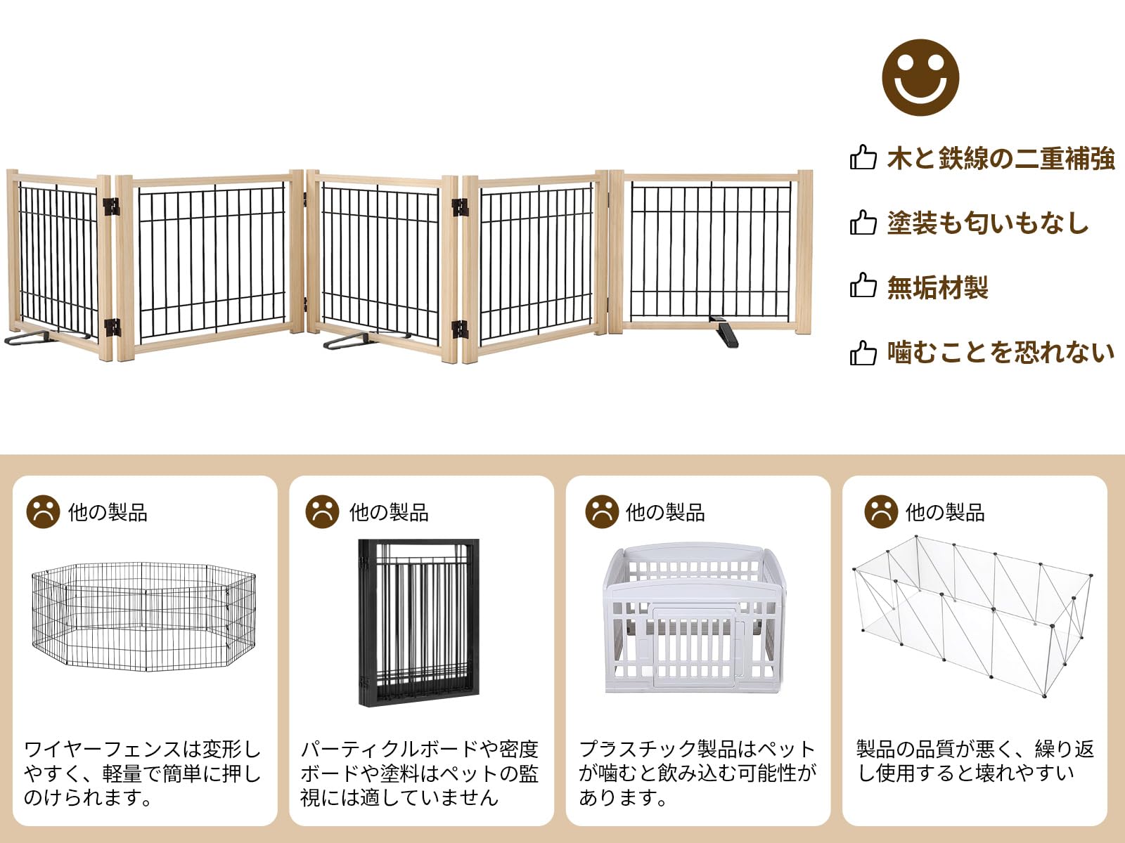 ペットゲート 置くだけ 犬 ゲート ペットフェンス 高さ43cm 幅292cm Amazon.co.jp: YOCAN ペットゲート ペットサークル 犬 ゲート