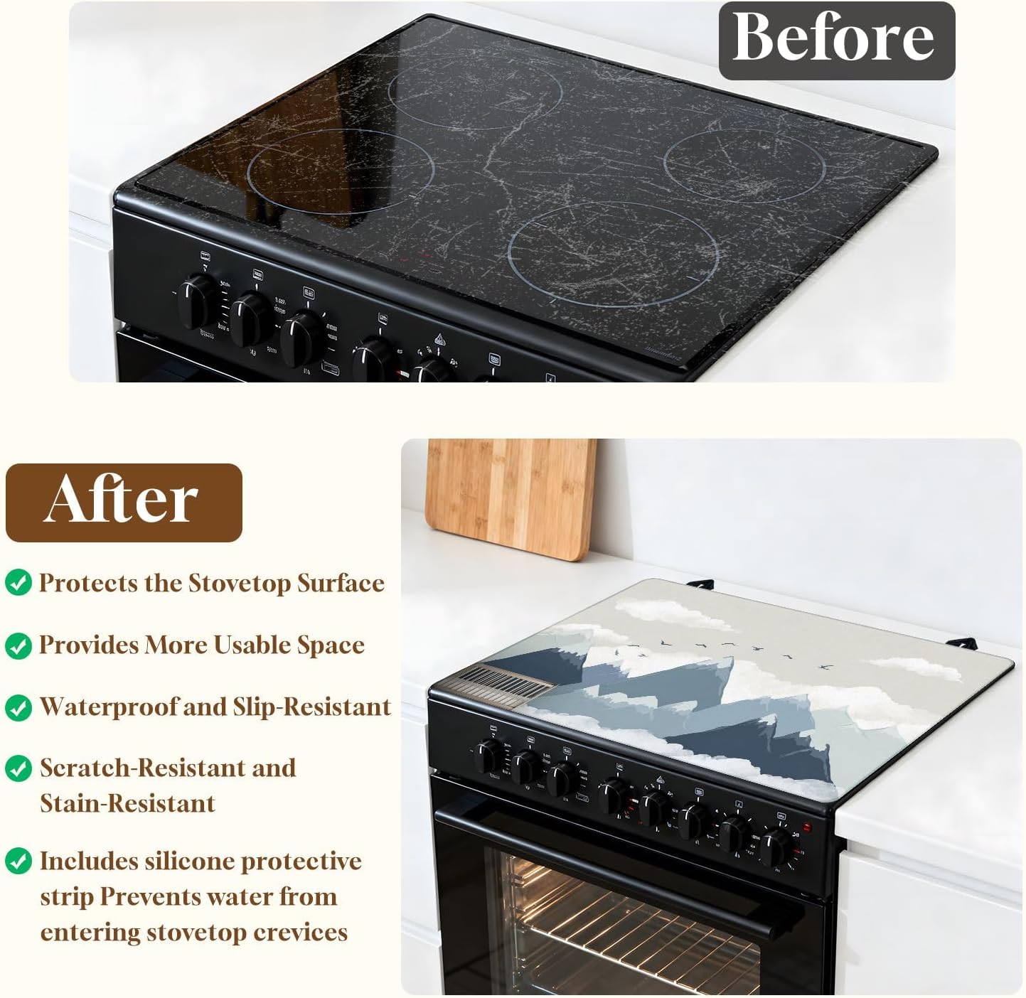 Stove Top Covers for Electric Stove Kids mountains nursery for kids room babies nursery Glass Cooktop Burner Covers Heat Resistant Protector Kitchen Decor Keep Stove Clean 28''x20''