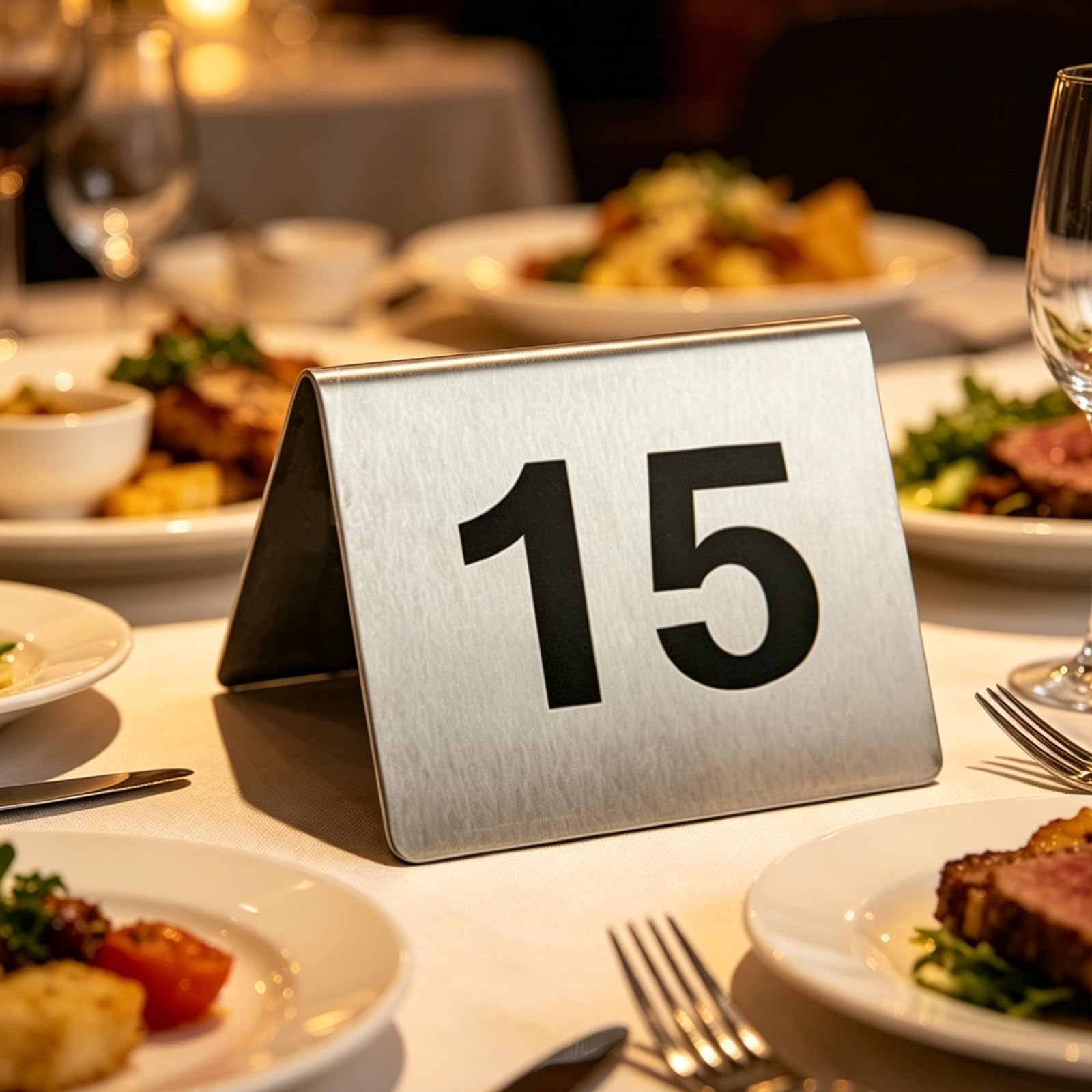 25 numeri da tavolo in acciaio inox da 1 a 25, su entrambi i lati, 5 x 5 x 4,5 cm, stile tenda, per matrimoni, ristoranti, hotel, caffetterie, bar, banchetti, colore argento