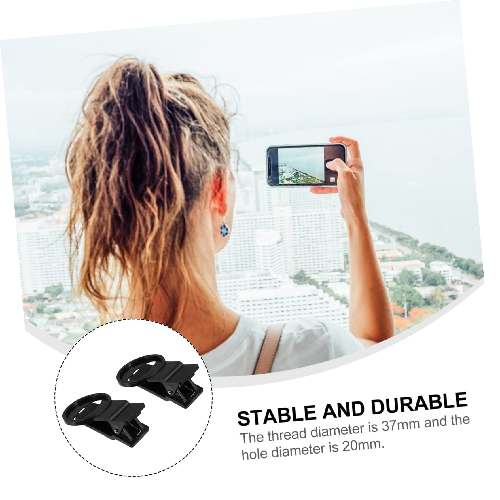 SEWACC 37mm Universal Phone Lens Clip 20mm Hole Fit Mobile Camera Lenses Easy to Use
