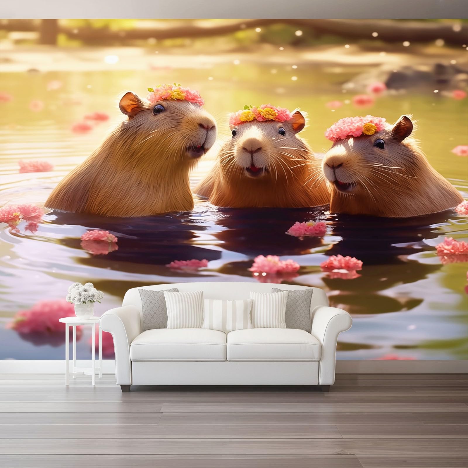 Plakat ścienny 200 x 140 cm, naturalna kapibara, dekoracja z włókniny na biurko i ścianę akcentującą, brązowy
