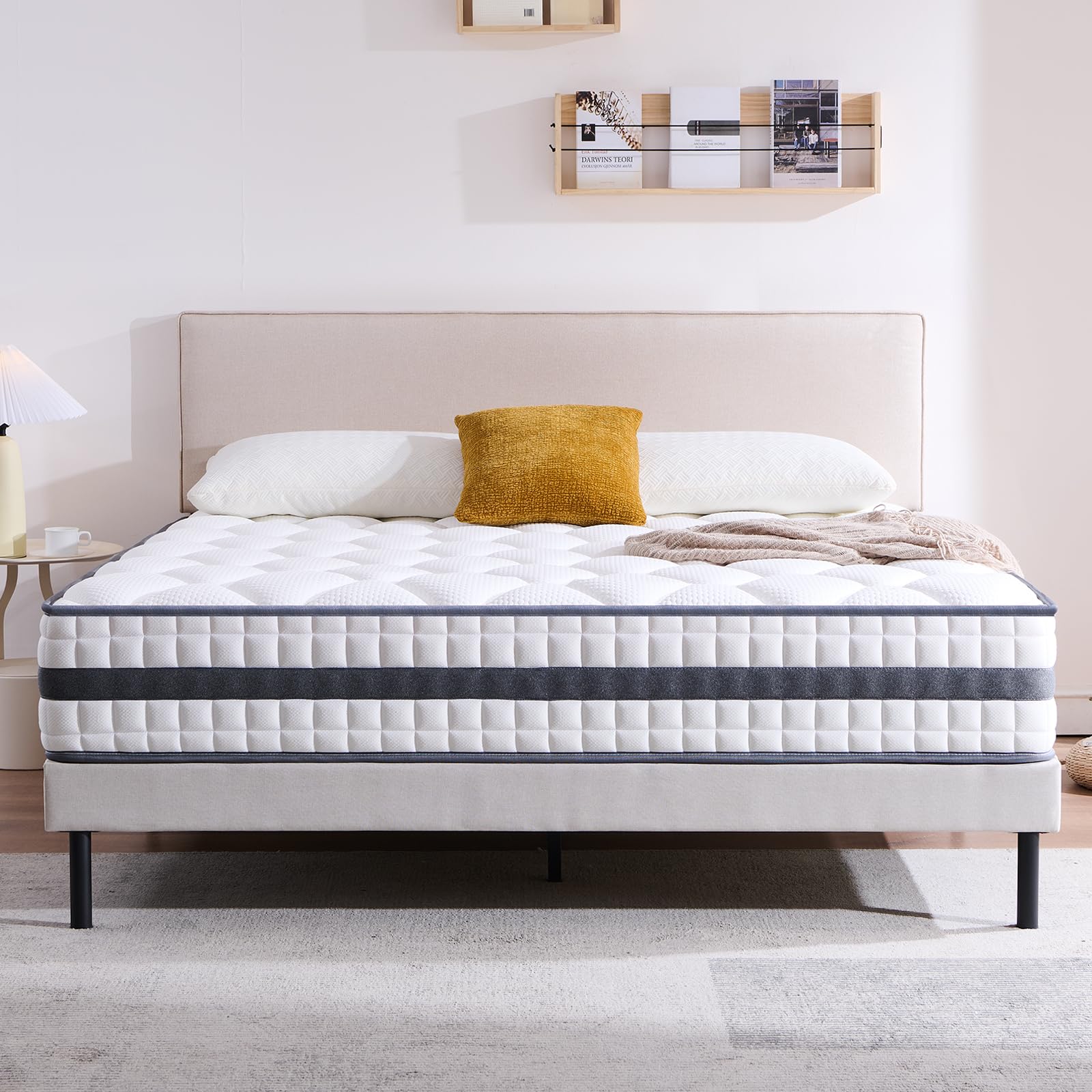 Twirest Matelas 140x190x22 cm Matelas Hybride en Mousse à mémoire de Forme à Ressorts ensachés,Durable et Doux pour la Peau, Durable et Respirant (140x190x22)
