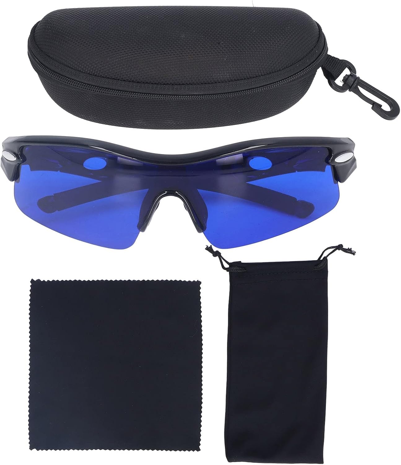 Golf Ball Finder Glasses, Polarized Blue Lens UV Proof Sun Protection Grass Filter with Glasses Cloth and Storage Bag, Ball Finding Filtering Sunglasses for Golfers(Black) - Image 8