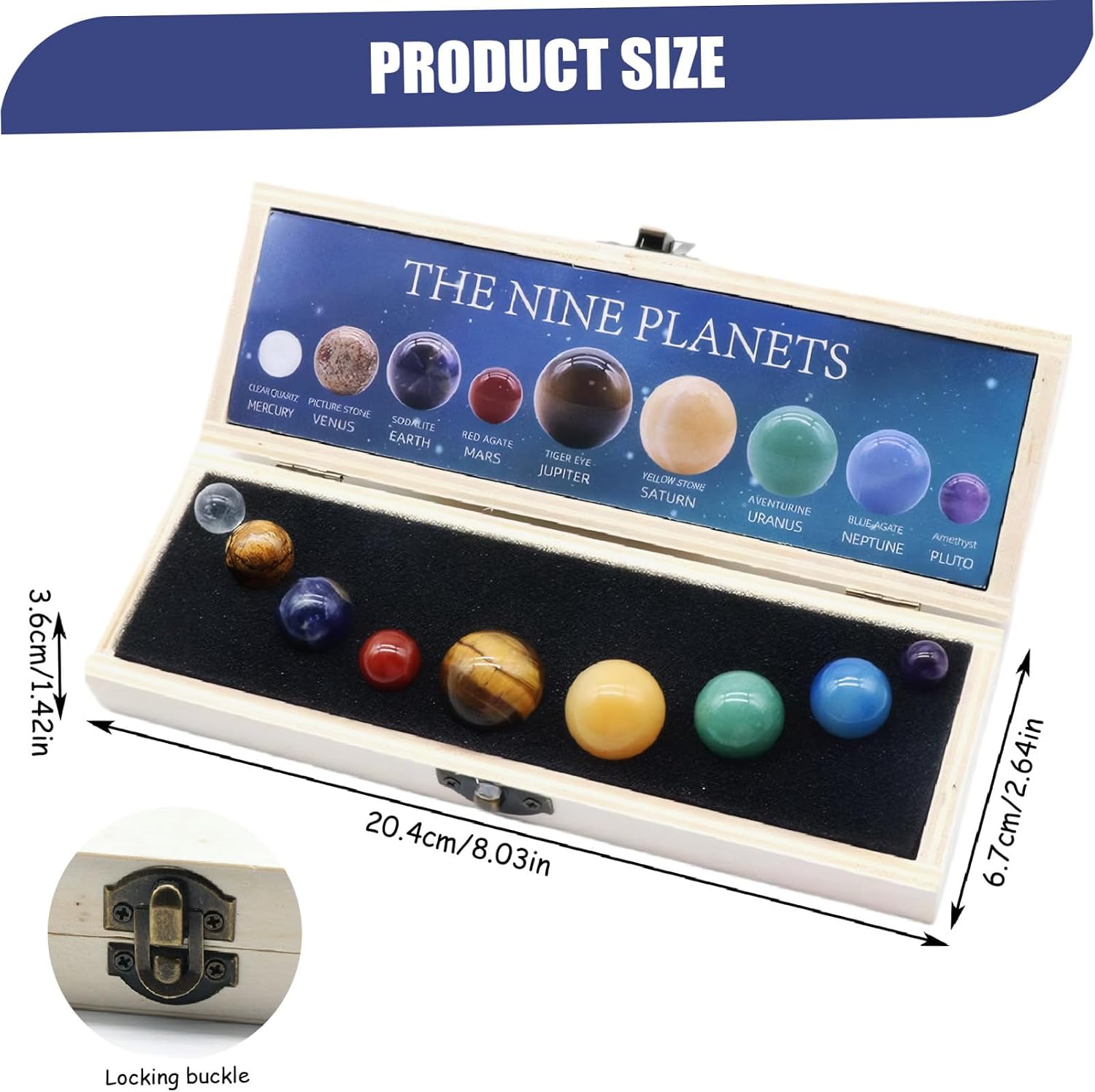 1Set Solar System for Kids with 9 Planet Lifelike Funny Planets for Kids Solar System with Box Storage Natural Ore Planet Toys Educational for image 2