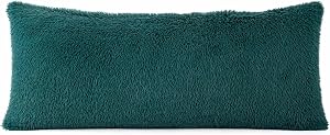 REAFORT PV Faux Fur Body Pillow Cover 21"x54", Hidden Zipper (Evergreen)
