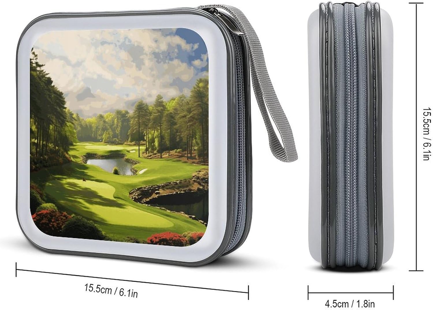 Golf Court CD Case 40 Capacity CD Holder Organizer Portable Zipper DVD Collection Storage Bag Compact Cases Storage Binder Plastic Holder Disc Car Home Travel image 2