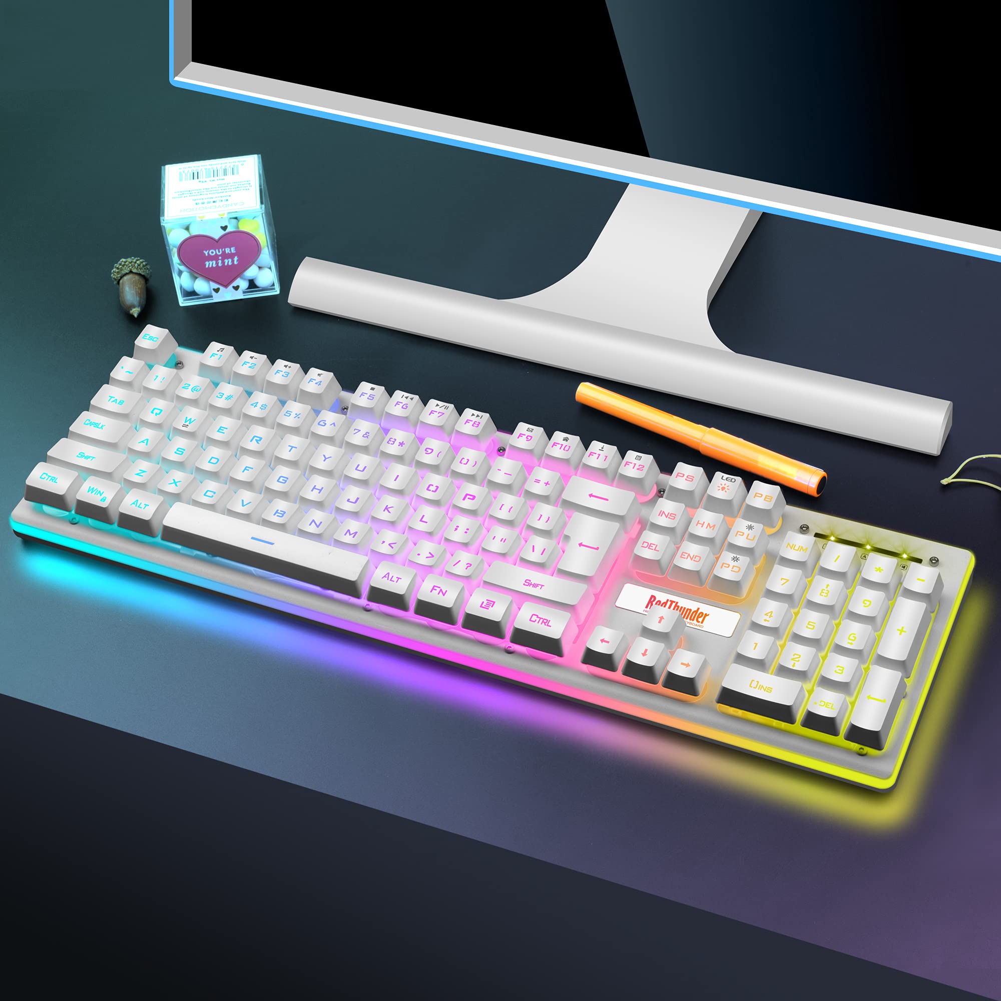 RedThunder K10 Wireless Gaming Keyboard, Rechargeable 3000mAh 2.4G LED Backlit Wireless Keyboard