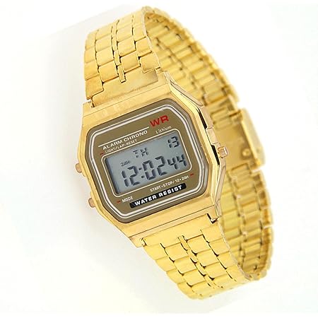 Amazon Co Jp Goldクォーツ 防水スクエアledデジタル日付電子時計 メンズ 腕時計 フォーマル ビジネス 精美 ファションヴィンテージコレクションウォッチ シルバーとゴールドのシリーズ 正確な時間の自動校正 腕時計