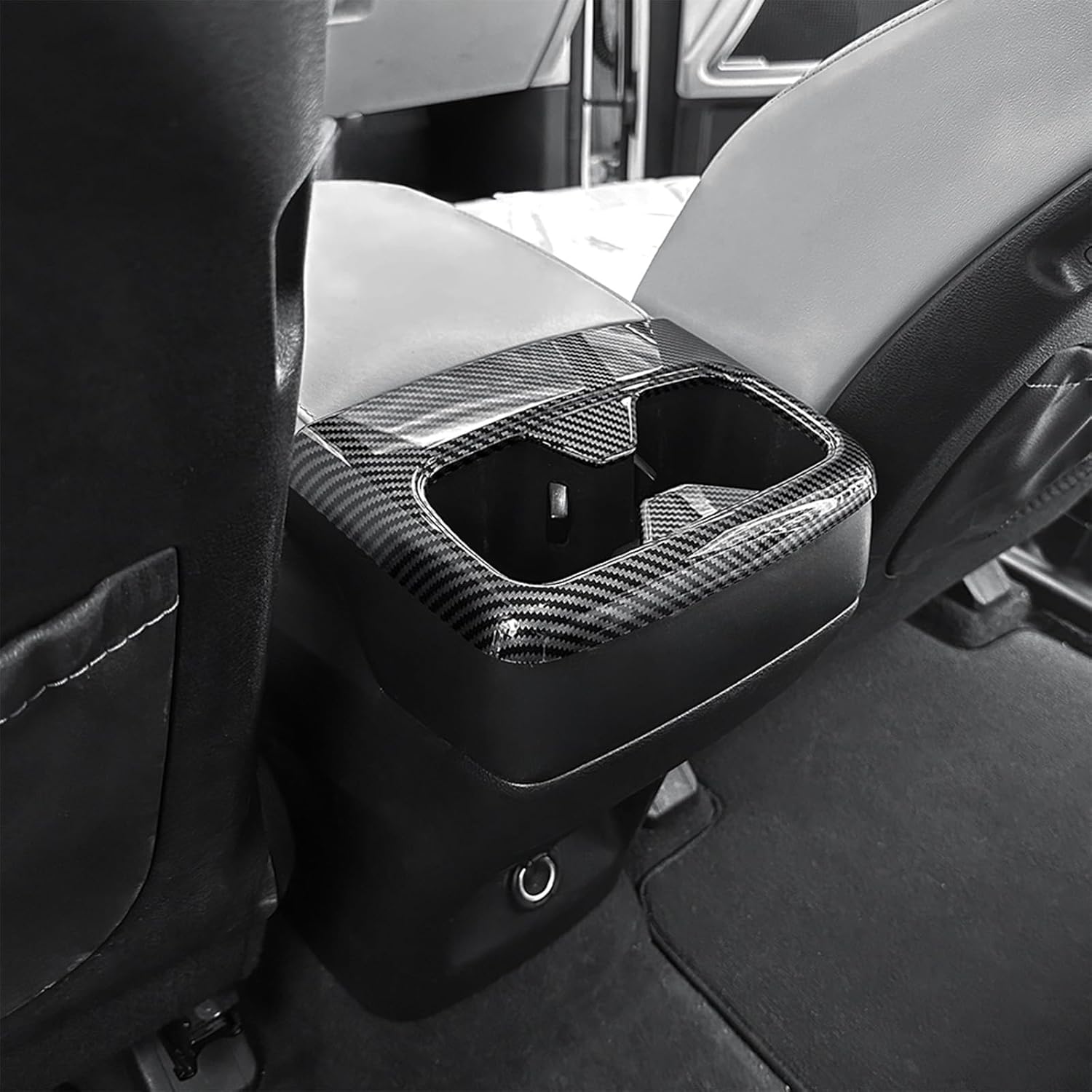 Center Armrest Cup Holder Panel Cover, Water Cup Cover, Cup Holder Protective Panel Cover Sport Interior Trim Accessories, Compatible with Kia Telluride 2020-2024 Accessories (Carbon Fiber Pattern)