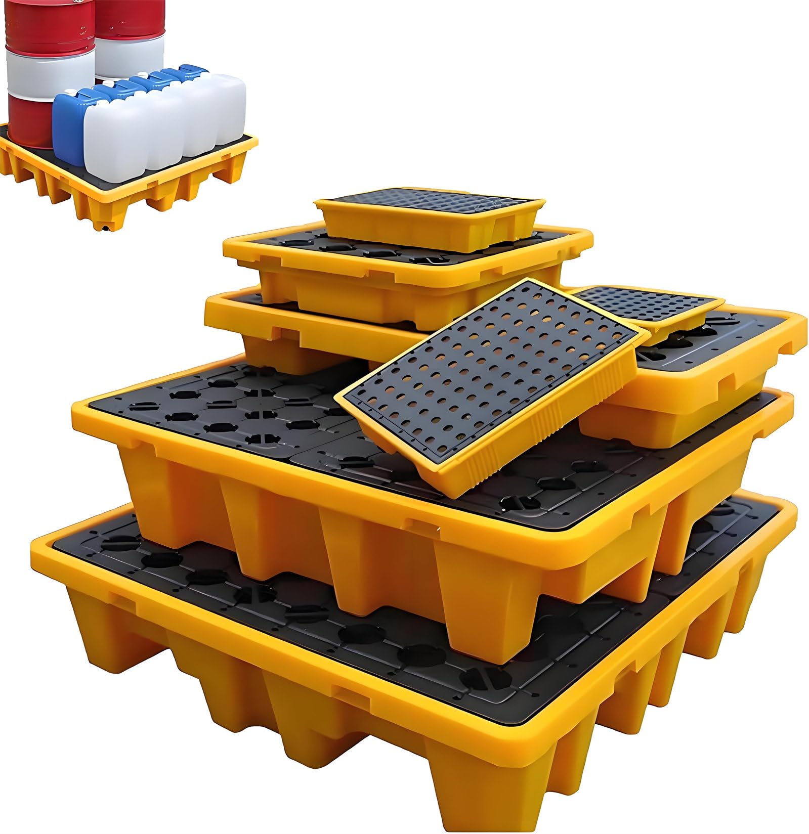 LVSEWOA Spill Containment Platform, Detachable Leakproof Tray, Stackable Design for Paint Bucket Storage and Industrial Safety