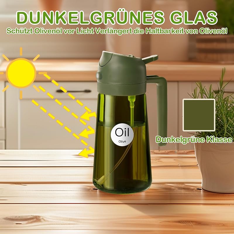 YARRAMATE 2x 470ml olajszóró üveg UV védelemmel, konyhai olajpermetezer BBQ-hoz