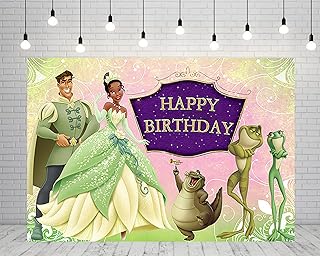 Princess Tiana Backdrop for Birthday Party Supplies 5x3ft Tiana Photo Backgrounds Princess and The Frog Theme Baby Shower Banner for Birthday Cake Table Decoration