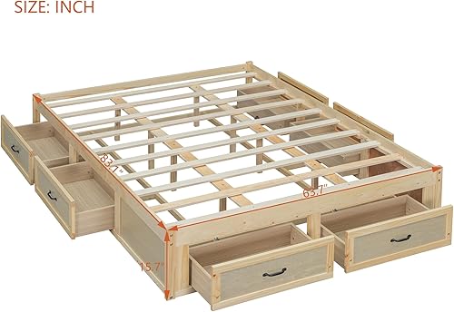 Miniatura 33 de SOFTSEA Cama de almacenamiento de tamaño individual con cajones de almacenamiento, no necesita somier (cereza) Cereza,Blanco,Gris (Antique