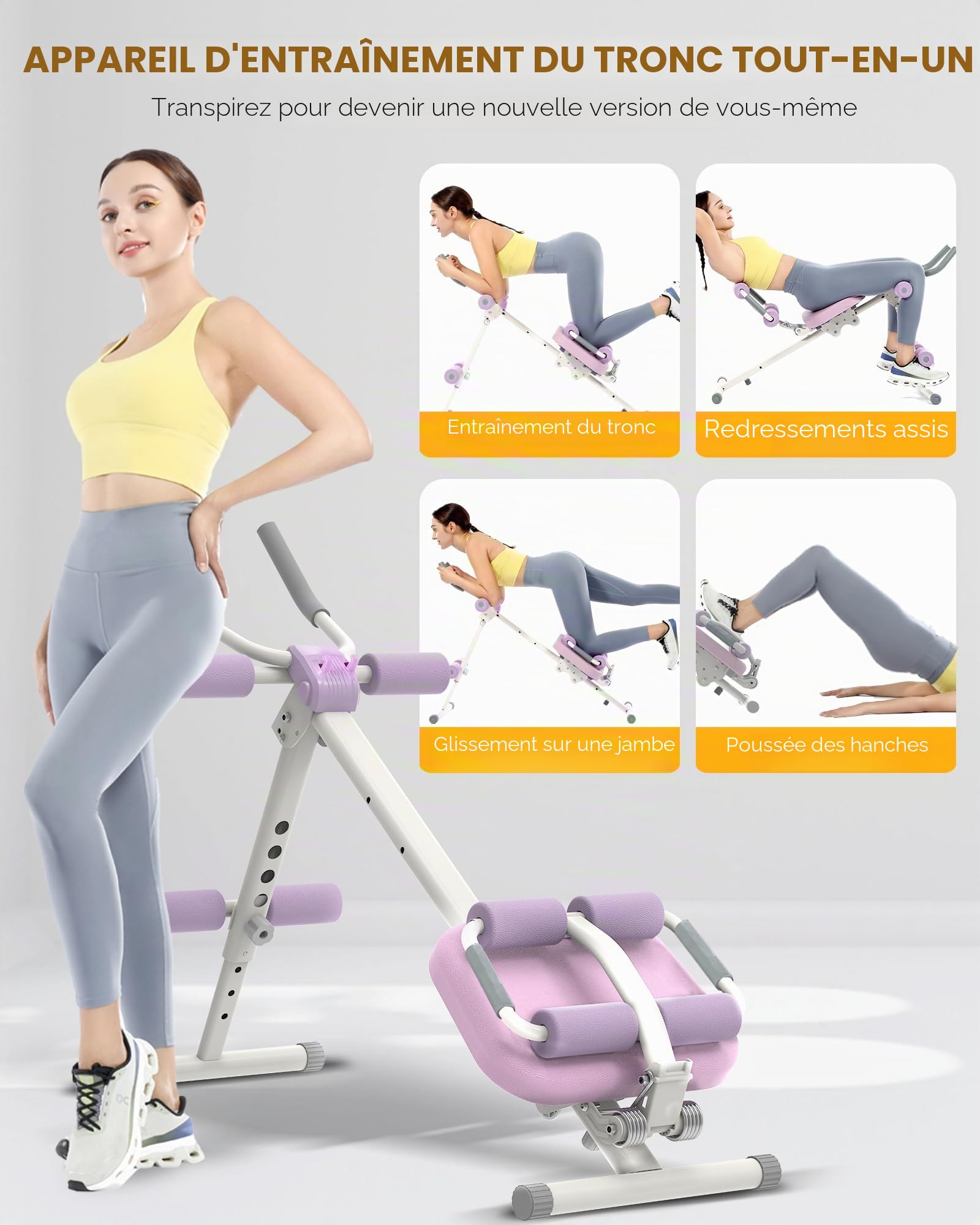 GUUG Machine Abdo Appareil Abdominaux: Multifonction Abdominaux Pliable Musculation Appareil d'appartementSport Maison pour Femmes et Hommes Machine de Musculation