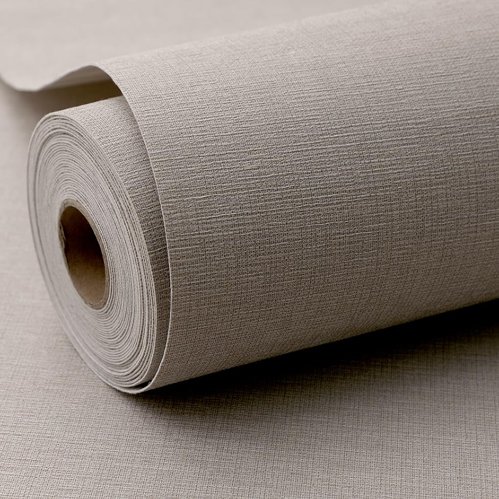 Photo 1 of ShanLi PuWu Light Brown Woven Fabric Peel and Stick Wallpaper Subtle Linen Texture Grasscloth Washable Thick Self-Adhesive Contact Paper Removable (16.5"x236.2") S83